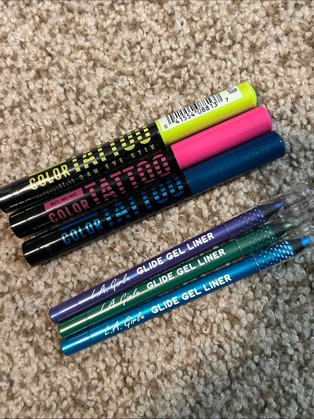🌈 MAYBELLINE 24H Color Tattoo Eye Stix & L.A. Girl Glide Gel Liner Lot of 6 L👀K!